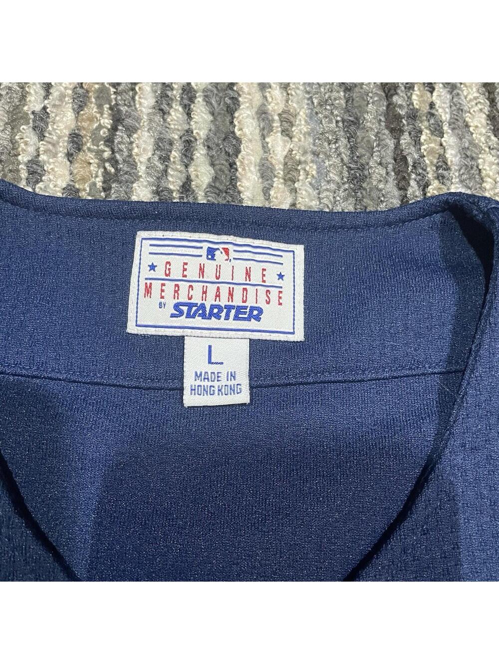VTG STARTER New York Yankees Jersey Mens L Blue MLB 90s Jeter Y2K Hong Kong Made - Picture 2 of 5